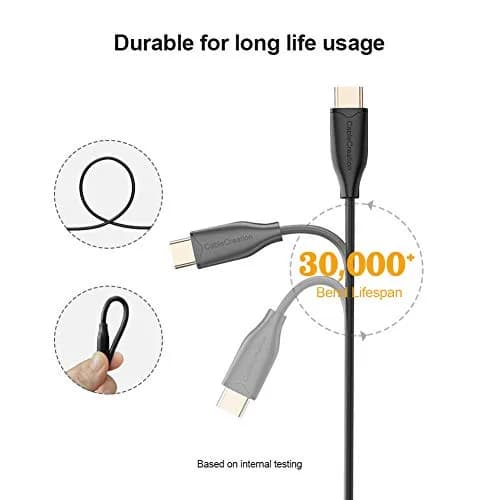 CableCreation USB C to C Cable 2m (6.6ft) 60W Fast Charging | Black thumbnail 4