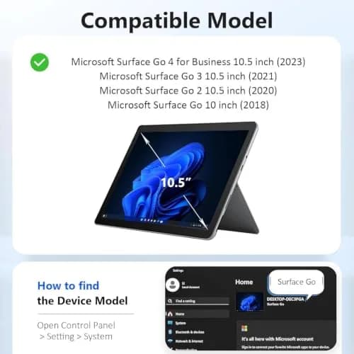 DreamerX Portable Electronic Device Cover for Microsoft Surface Go 4/3/2 with Strap, Black | Shockproof & Water Resistant thumbnail 2