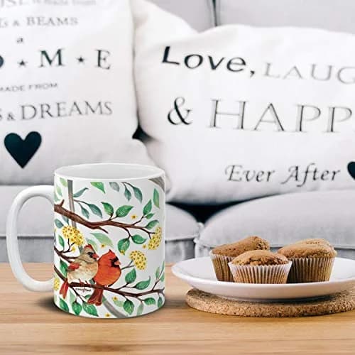 MUGBREW Red Cardinal Birds In Summer Ceramic Coffee Mug 11 OZ | Vibrant Summer Bird Design thumbnail 5