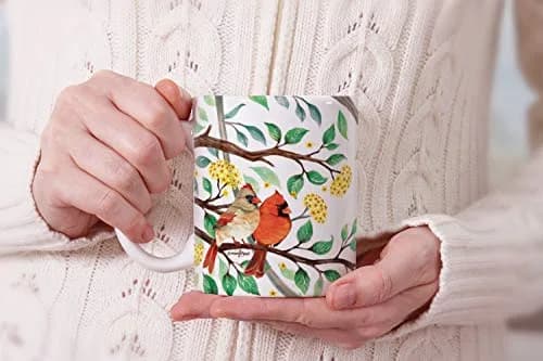 MUGBREW Red Cardinal Birds In Summer Ceramic Coffee Mug 11 OZ | Vibrant Summer Bird Design thumbnail 7