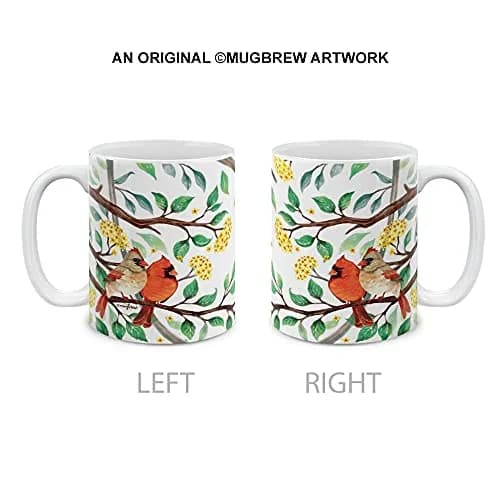 MUGBREW Red Cardinal Birds In Summer Ceramic Coffee Mug 11 OZ | Vibrant Summer Bird Design thumbnail 2