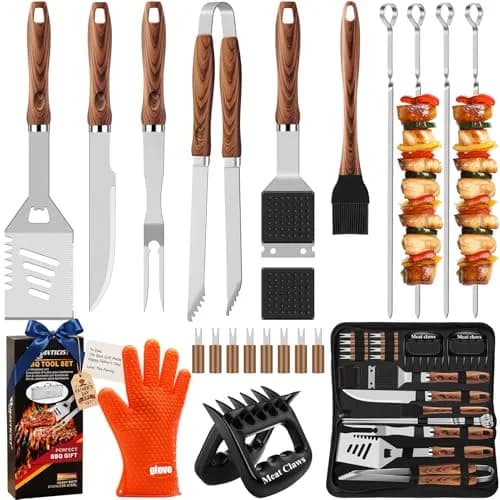 ROMANTICIST 23-Piece Heavy Duty Grilling Tool Set with Meat Claws & Canvas Bag | Stainless Steel BBQ Accessories thumbnail 1