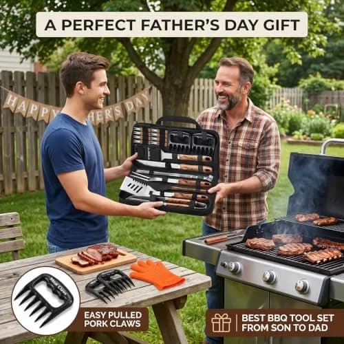 ROMANTICIST 23-Piece Heavy Duty Grilling Tool Set with Meat Claws & Canvas Bag | Stainless Steel BBQ Accessories thumbnail 2