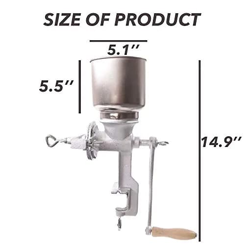 Killer's Instinct Outdoors Grain Mill Iron Grinder Manual Food Grinder Hand Crack with High Hopper | Heavy Duty Cast Iron, Adjustable Grind thumbnail 2