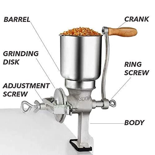 Killer's Instinct Outdoors Grain Mill Iron Grinder Manual Food Grinder Hand Crack with High Hopper | Heavy Duty Cast Iron, Adjustable Grind thumbnail 3