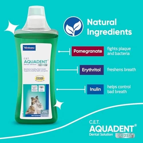 Virbac C.E.T. Aquadent Fr3sh Dental Solution for Dogs & Cats 500 ml | Natural Plaque & Tartar Control thumbnail 4