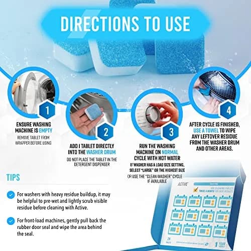 ACTIVE Washing Machine Cleaner Descaler 24 Pack | 12 Month Supply thumbnail 4