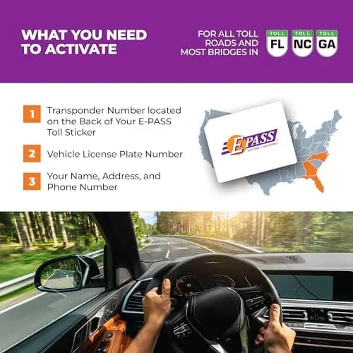 E-PASS Electronic Toll Sticker; Works on Toll Roads in FL, GA & NC | Universal Fit thumbnail 6