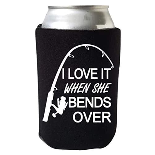 Capital City Commerce Can Cooler 355ml | Funny Fishing Design, Collapsible & Waterproof (Black) thumbnail 1