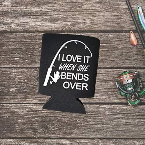 Capital City Commerce Can Cooler 355ml | Funny Fishing Design, Collapsible & Waterproof (Black) thumbnail 2