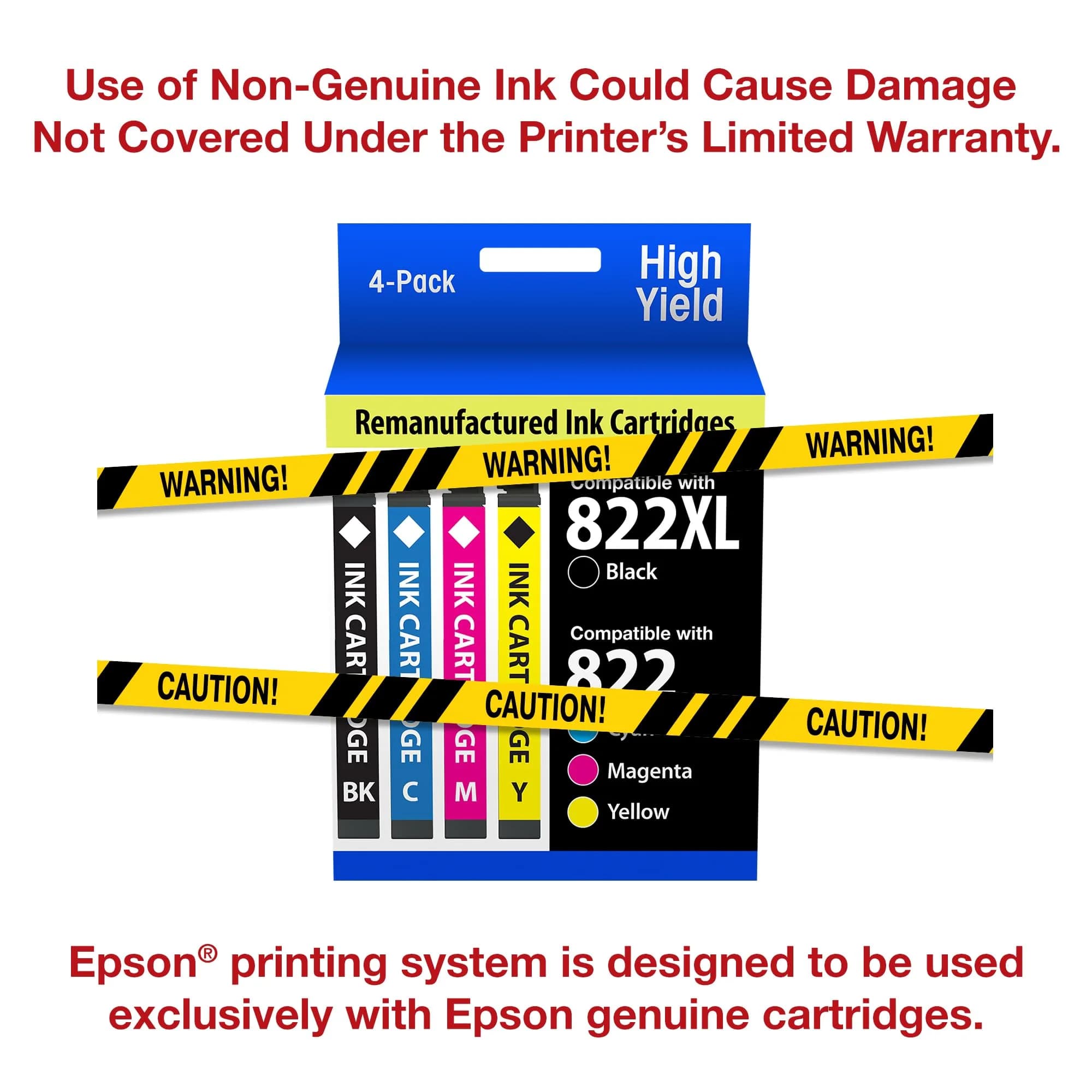 Epson 822XL Black & Color Combo Multi-Pack Ink Cartridge | 1200 Pages - view 4