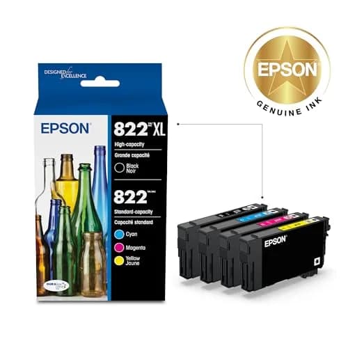 Epson 822 DURABrite Ultra Ink High Capacity Black & Standard Color Combo Pack | 300 Pages Black thumbnail 2