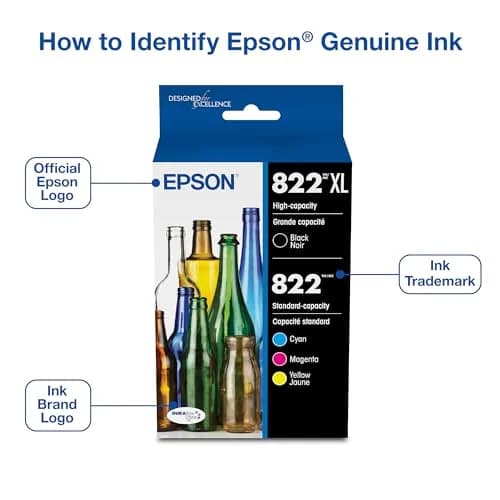 Epson 822 DURABrite Ultra Ink High Capacity Black & Standard Color Combo Pack | 300 Pages Black thumbnail 3