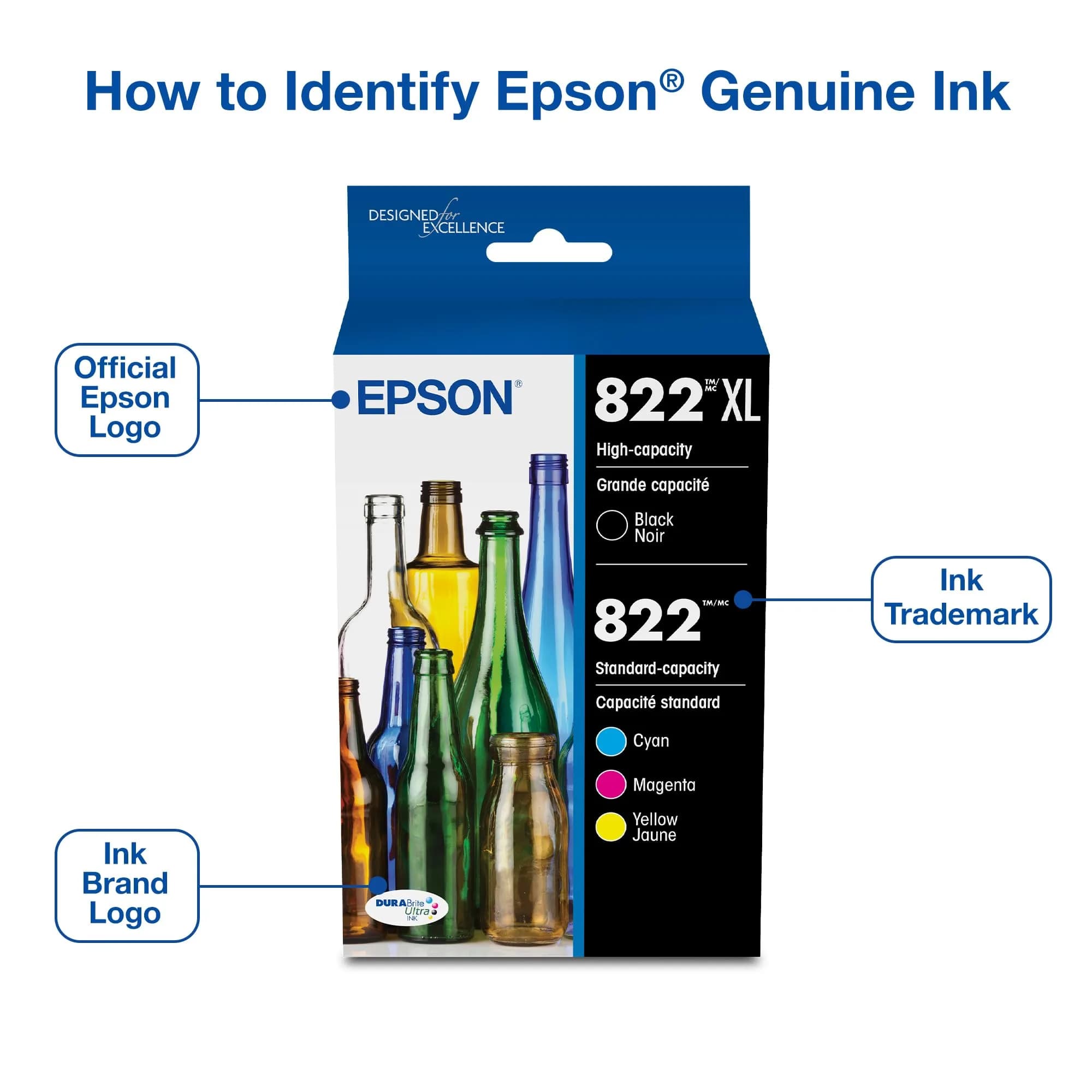 Epson 822XL Black & Color Combo Multi-Pack Ink Cartridge | 1200 Pages - view 3