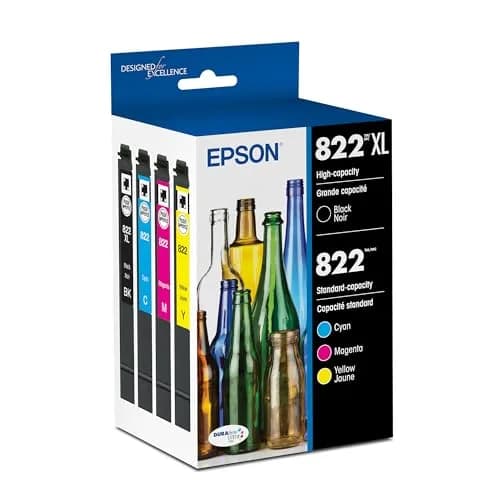 Epson 822XL High Capacity Black Ink Cartridge T822XL120-S | 1200 Pages Yield — Black and Color Combo / Multi-Pack
