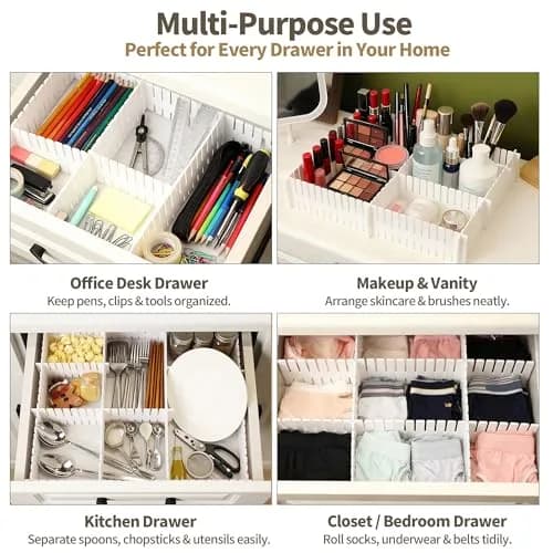 Bofoho Adjustable Drawer Dividers 8 Pack | Cut-to-Fit Plastic Organizers for Kitchen & Closet thumbnail 4