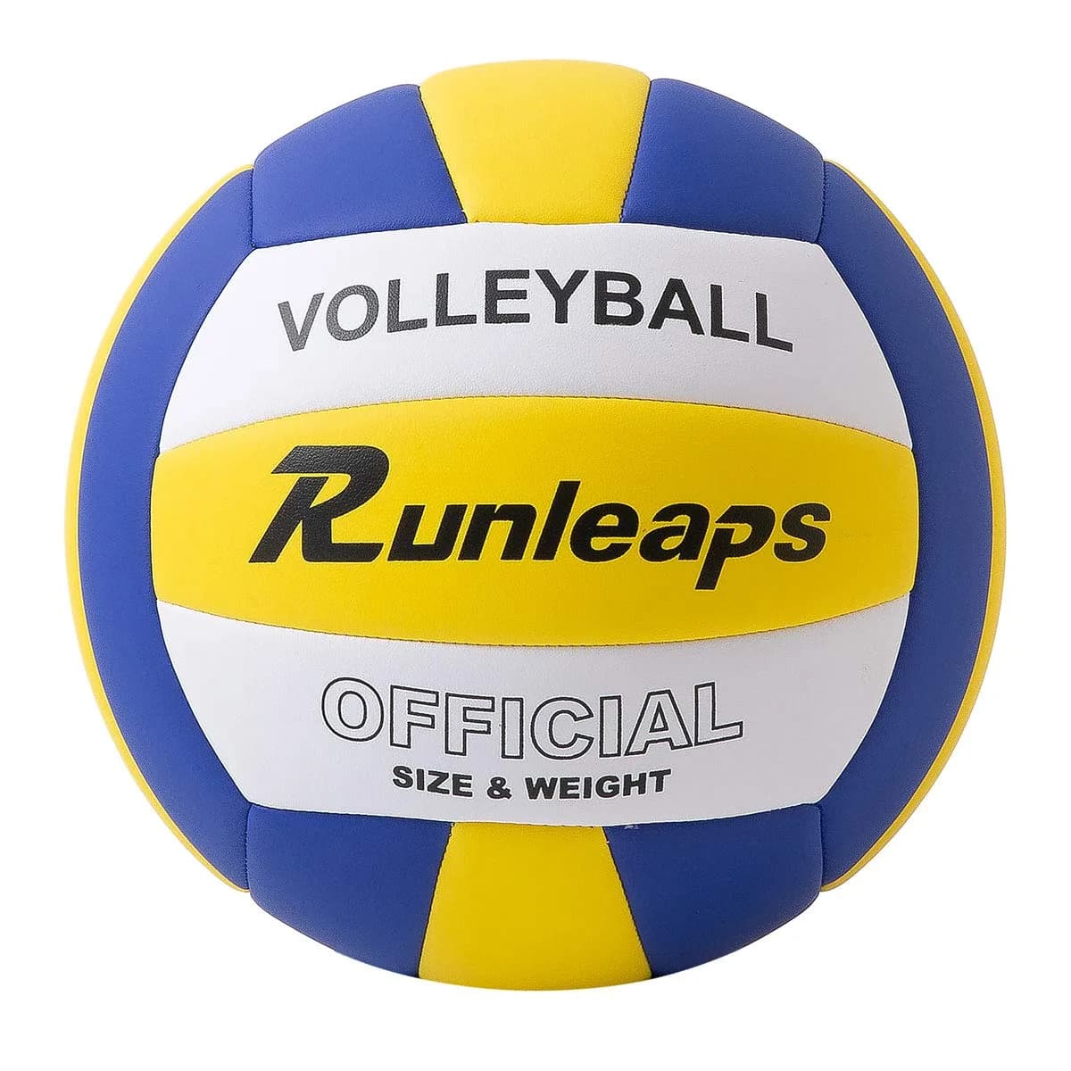Runleaps Official Size 5 Volleyball 20.8 cm (8.2 in) | Indoor Outdoor PU Leather — Yellow-White-Blue