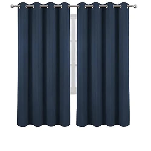 LEMOMO Navy Blue Blackout Curtains 52 x 72 Inch | Thermal Insulated Room Darkening Panels thumbnail 2
