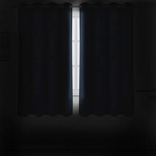 LEMOMO Navy Blue Blackout Curtains 52 x 72 Inch | Thermal Insulated Room Darkening Panels thumbnail 3