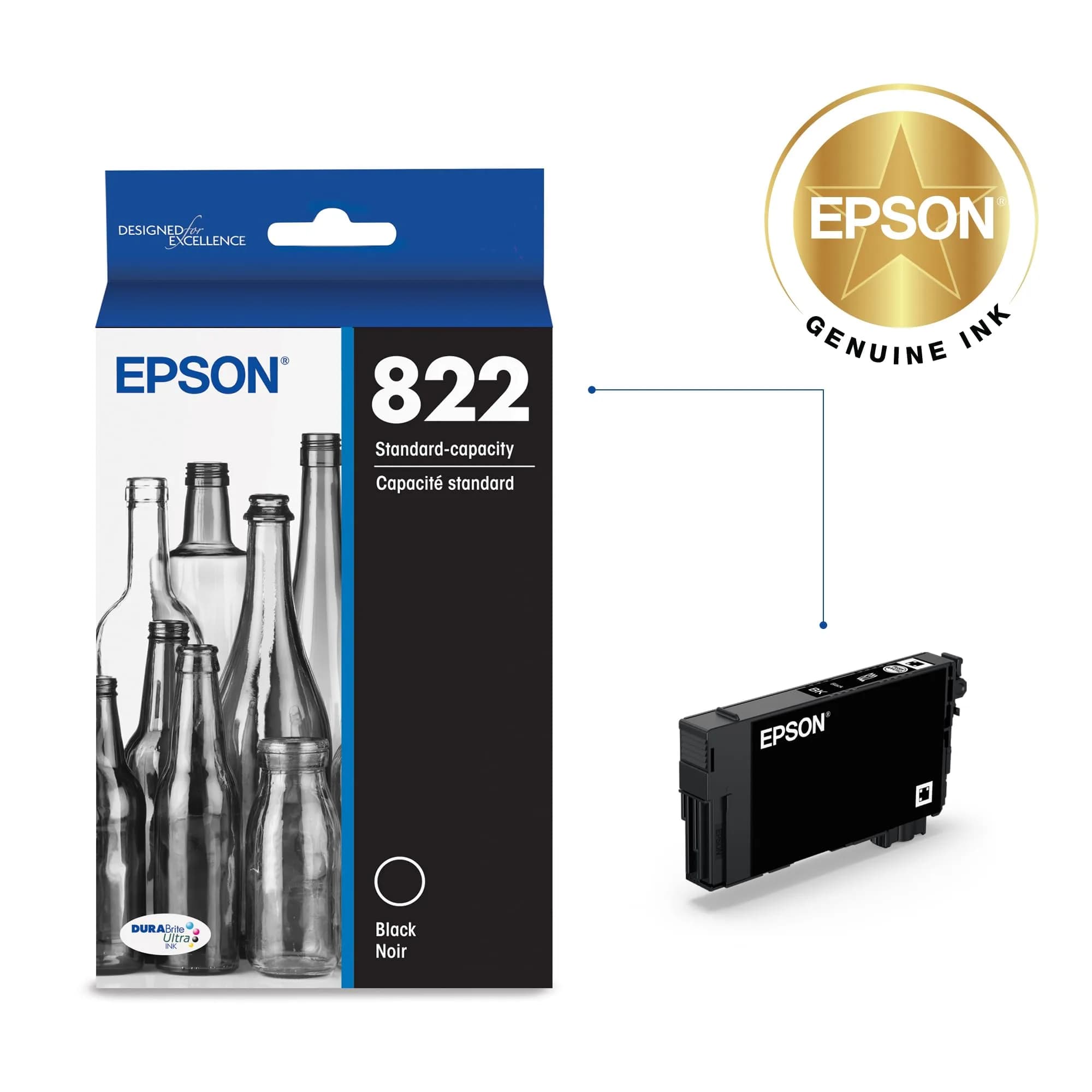 Epson 822 Genuine Standard Capacity Black Ink Cartridge T822120 | Page Yield 260 Pages - view 2