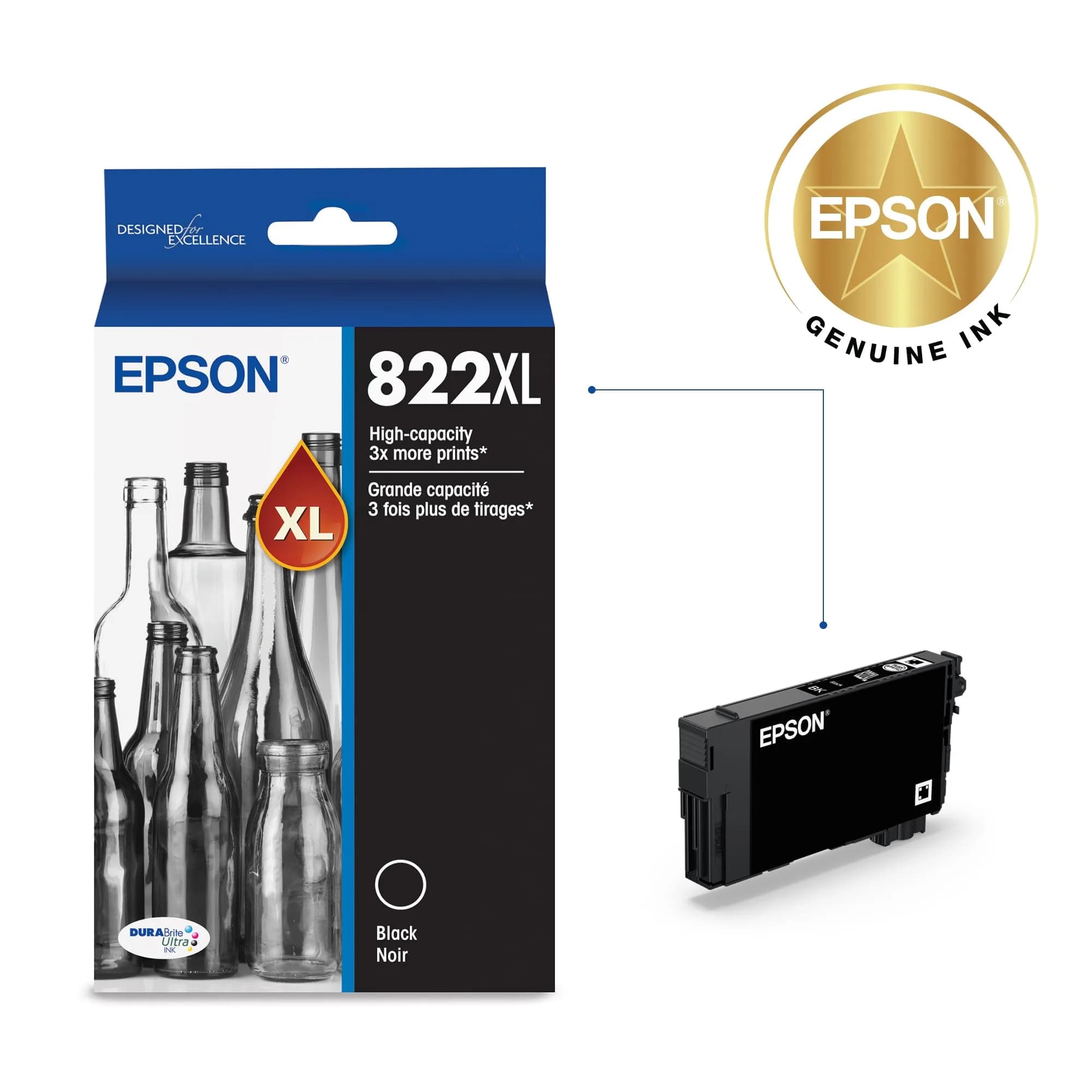 Epson 822XL High Capacity Black Ink Cartridge T822XL120-S | 1200 Pages Yield - view 2