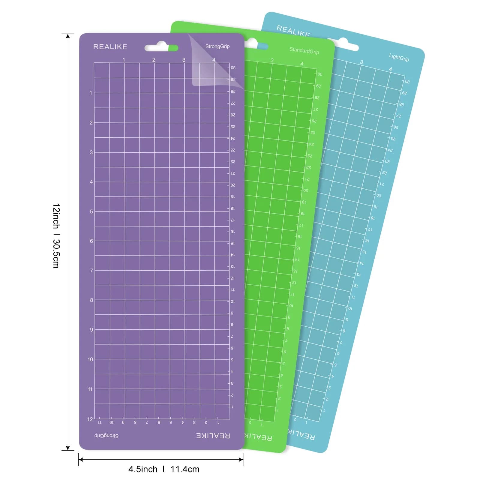 REALIKE 4.5" x 12" Variety 3-Mat Set for Cricut Joy | StandardGrip, LightGrip, StrongGrip - view 2