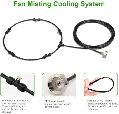 LANDGARDEN Outdoor Misting Fan Kit 5.9M (19.36FT) | Cools Patios in Indian Summer Heat thumbnail 4