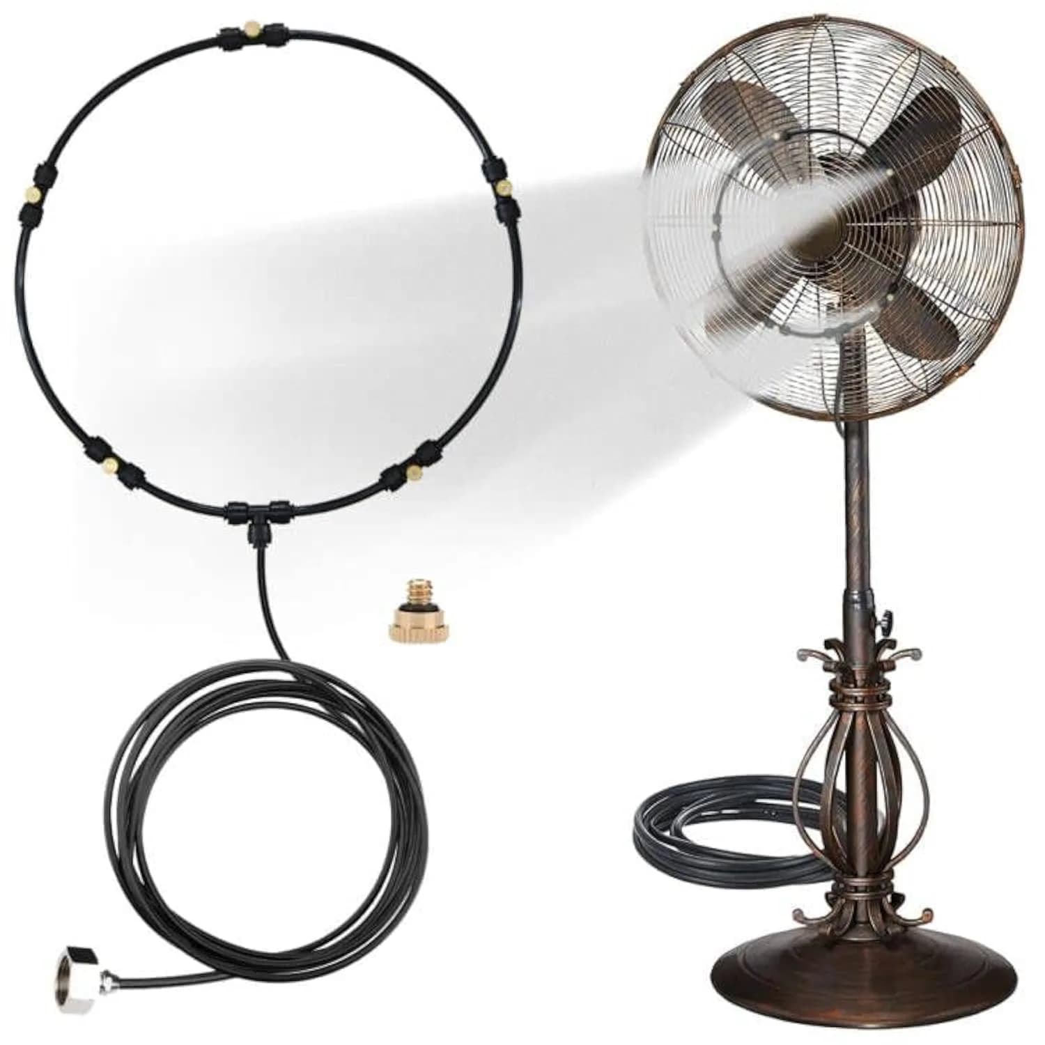LANDGARDEN Misting Cooling System 10m (33ft) with Brass Nozzles | Cools Patios & Gardens — BLACK
