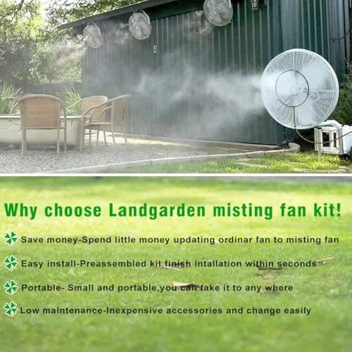 LANDGARDEN Outdoor Misting Fan Kit 5.9M (19.36FT) | Cools Patios in Indian Summer Heat thumbnail 3