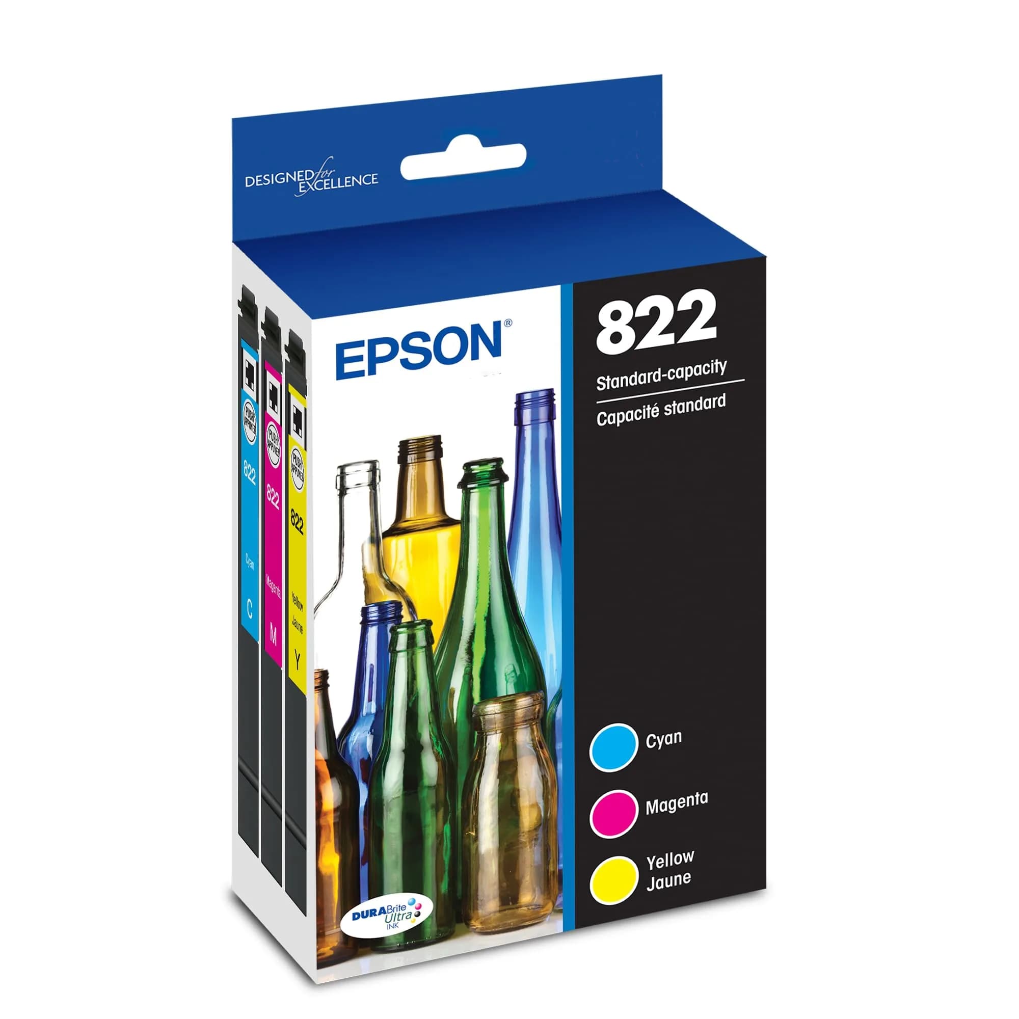 Epson 822 Genuine Ink Standard Capacity Color Cartridge 4-Pack T822520-S | 300 Pages Yield — Color Combo