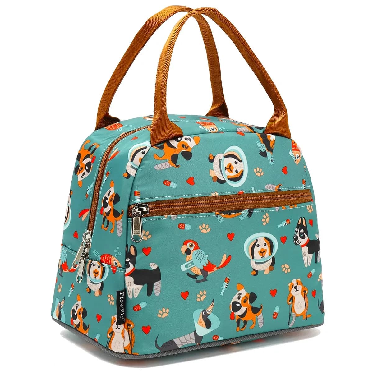 FlowFly Insulated Lunch Cooler Bag - Tote Bag Organizer for Women/Men, Dog | Water Resistant, Freezer Safe, 9.1”L×6.1”W×12.3”H
