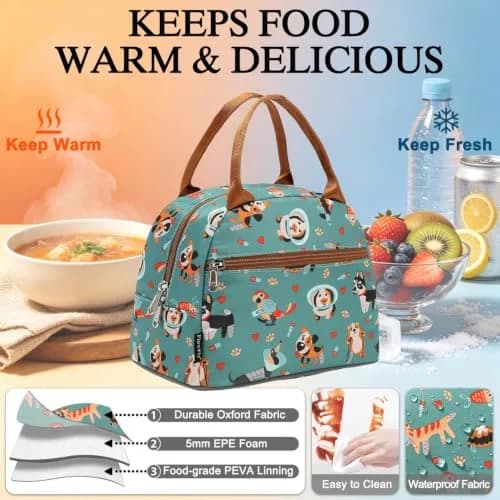 FlowFly Insulated Lunch Cooler Bag - Tote Bag Organizer for Women/Men, Dog | Water Resistant, Freezer Safe, 9.1”L×6.1”W×12.3”H thumbnail 4