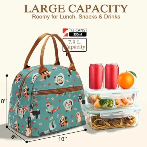 FlowFly Insulated Lunch Cooler Bag - Tote Bag Organizer for Women/Men, Dog | Water Resistant, Freezer Safe, 9.1”L×6.1”W×12.3”H thumbnail 3