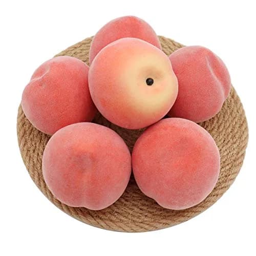 Mefier Home 6pcs Artificial Peaches Fake Peaches Vivid Pink Foam Fruit Decorations | 8 cm (3.15 in) Height thumbnail 1