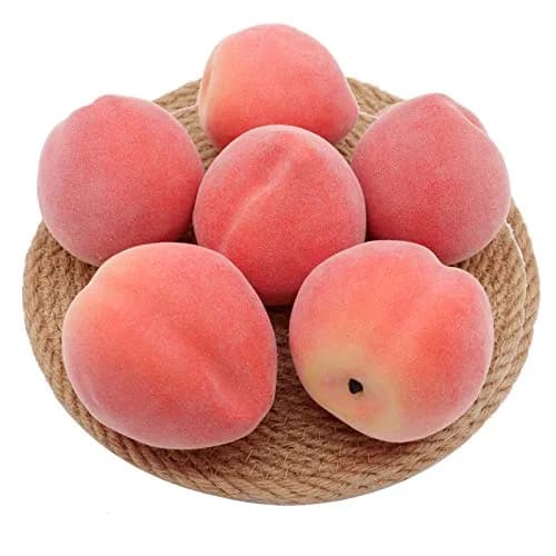 Mefier Home 6pcs Artificial Peaches Fake Peaches Vivid Pink Foam Fruit Decorations | 8 cm (3.15 in) Height thumbnail 2