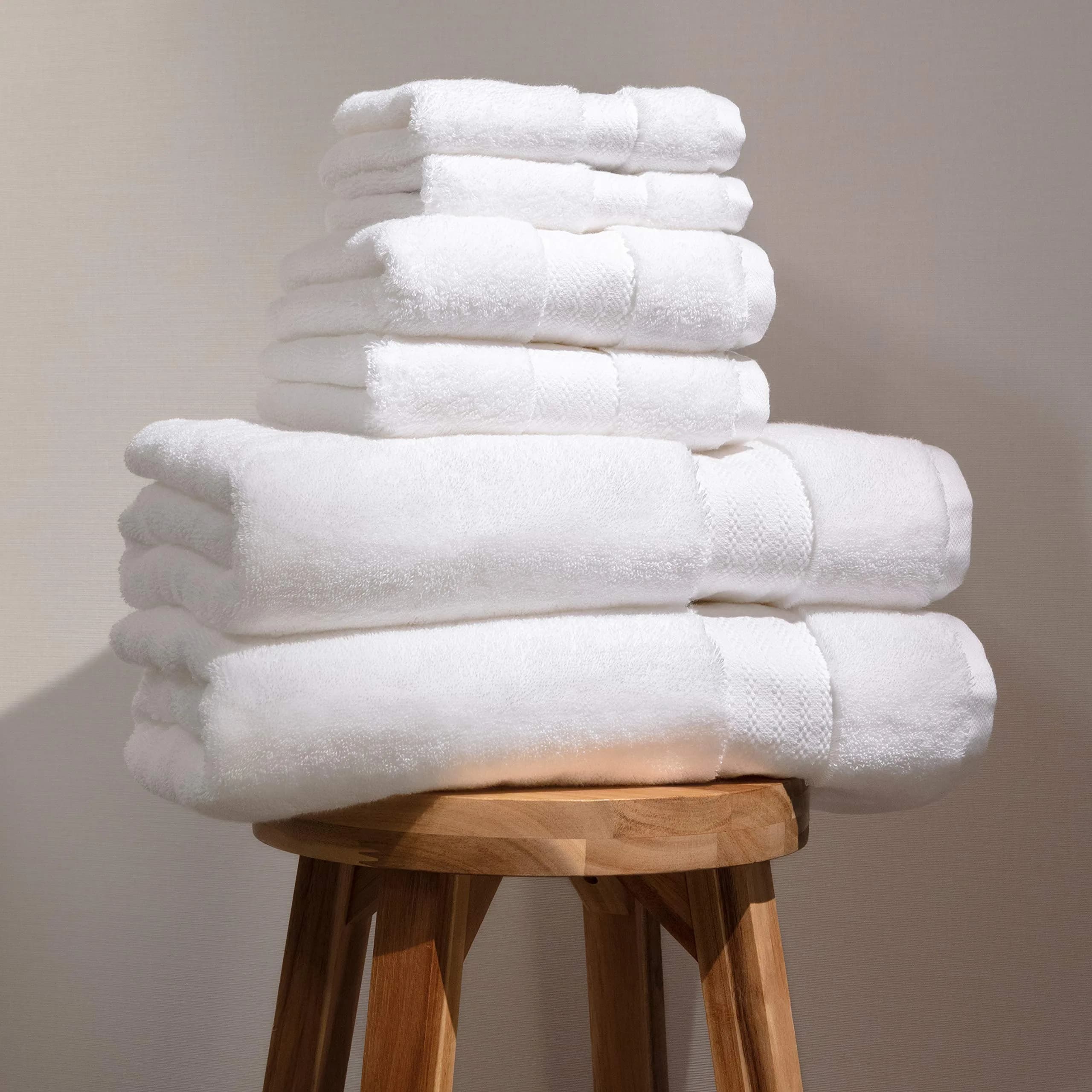 Fabdreams 100% Organic Cotton Bath Towel Set | GOTS Certified | 700 GSM | 6-Piece White
