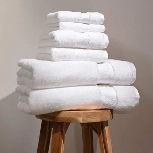 Fabdreams 100% Organic Cotton Bath Towel Set | GOTS Certified | 700 GSM | 6-Piece White thumbnail 1
