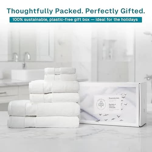 Fabdreams 100% Organic Cotton Bath Towel Set | GOTS Certified | 700 GSM | 6-Piece White thumbnail 7