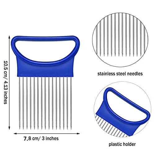 UpTuoLi 2Pcs Onion Holder Slicer, Stainless Steel | Versatile Kitchen Tool for Easy Slicing thumbnail 4