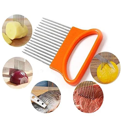UpTuoLi 2Pcs Onion Holder Slicer, Stainless Steel | Versatile Kitchen Tool for Easy Slicing thumbnail 2