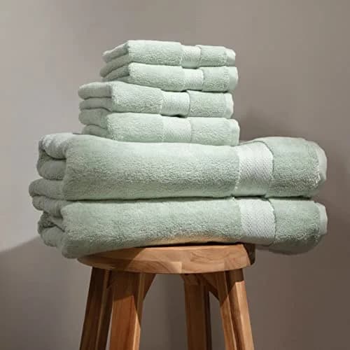 Fabdreams Organic Cotton Bath Towel Set of 6 | 700 GSM Plush & Absorbent for Spa & Home (Green) thumbnail 1