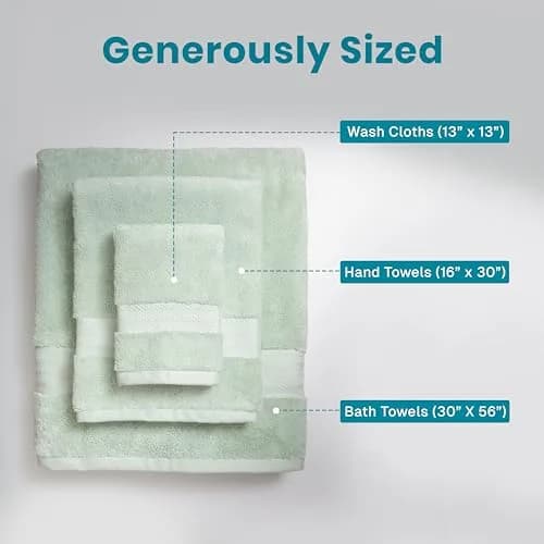 Fabdreams Organic Cotton Bath Towel Set of 6 | 700 GSM Plush & Absorbent for Spa & Home (Green) thumbnail 4