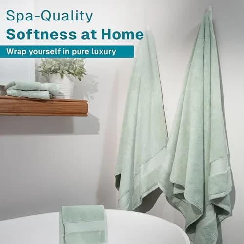 Fabdreams Organic Cotton Bath Towel Set of 6 | 700 GSM Plush & Absorbent for Spa & Home (Green) thumbnail 2