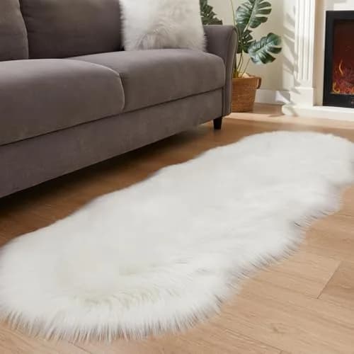 EasyJoy Sheepskin Faux Fur Area Rug 2 x 6 ft | Ultra Soft Fluffy Sheepskin for Bedroom & Living Room thumbnail 1