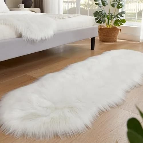 EasyJoy Sheepskin Faux Fur Area Rug 2 x 6 ft | Ultra Soft Fluffy Sheepskin for Bedroom & Living Room thumbnail 4
