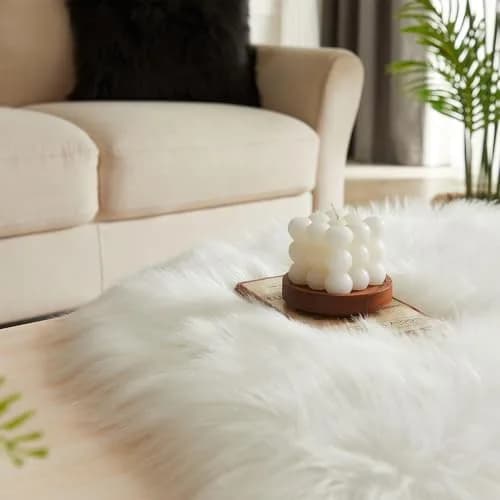 EasyJoy Sheepskin Faux Fur Area Rug 2 x 6 ft | Ultra Soft Fluffy Sheepskin for Bedroom & Living Room thumbnail 5