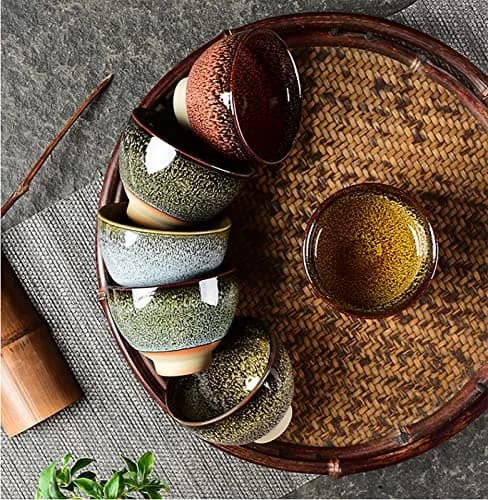 Puoyikt 6pc Ceramic Kung Fu Tea Set | 2.1oz Capacity, 6 Colors, Elegant & Durable thumbnail 3