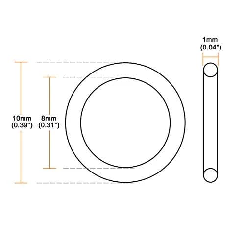 uxcell Silicone O-Ring, 10mm OD, 8mm ID, 1mm Width | Wide Temperature Range, High Resistance thumbnail 2