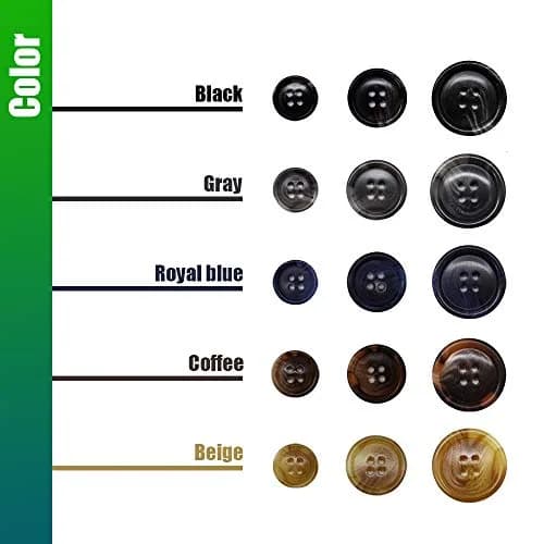 Renashed Faux Buffalo Horn Resin Buttons 15mm, 20mm, 25mm | 90-Piece Set for Suits & Coats thumbnail 4