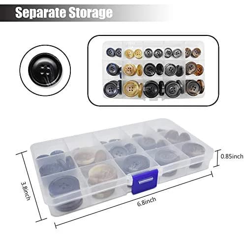 Renashed Faux Buffalo Horn Resin Buttons 15mm, 20mm, 25mm | 90-Piece Set for Suits & Coats thumbnail 5